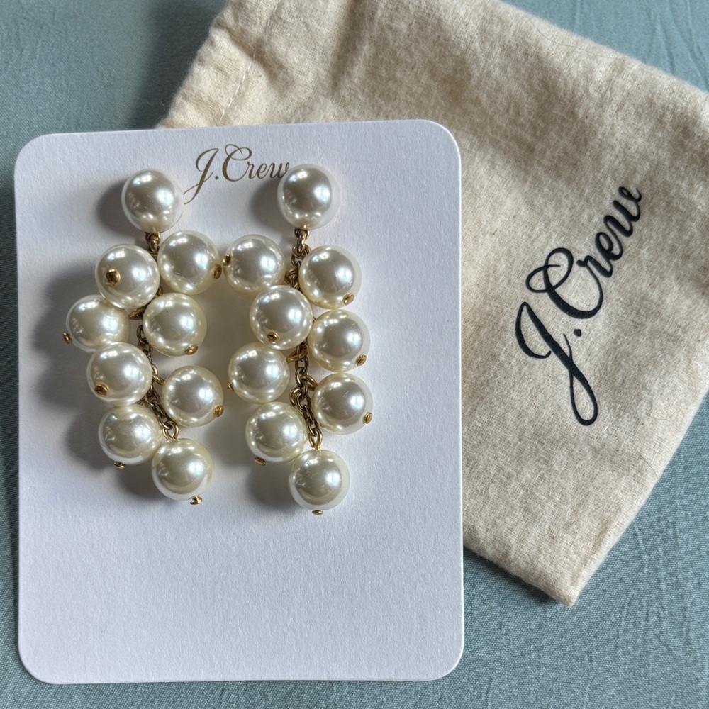 J. Crew Gold and White Pearl Cluster Earrings